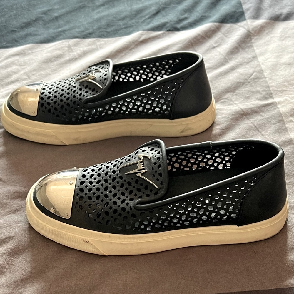 Giuseppe Zanotti, Size 36.5, Navy, perforated slip-on sneaker